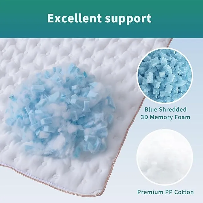 Pillow for Side and Back Sleepers Side Sleeper Pillow for Neck and Shoulder Pain Side Sleeper Bed Pillows Travel Size with Adjustable Shredded Memory Foam Filling
