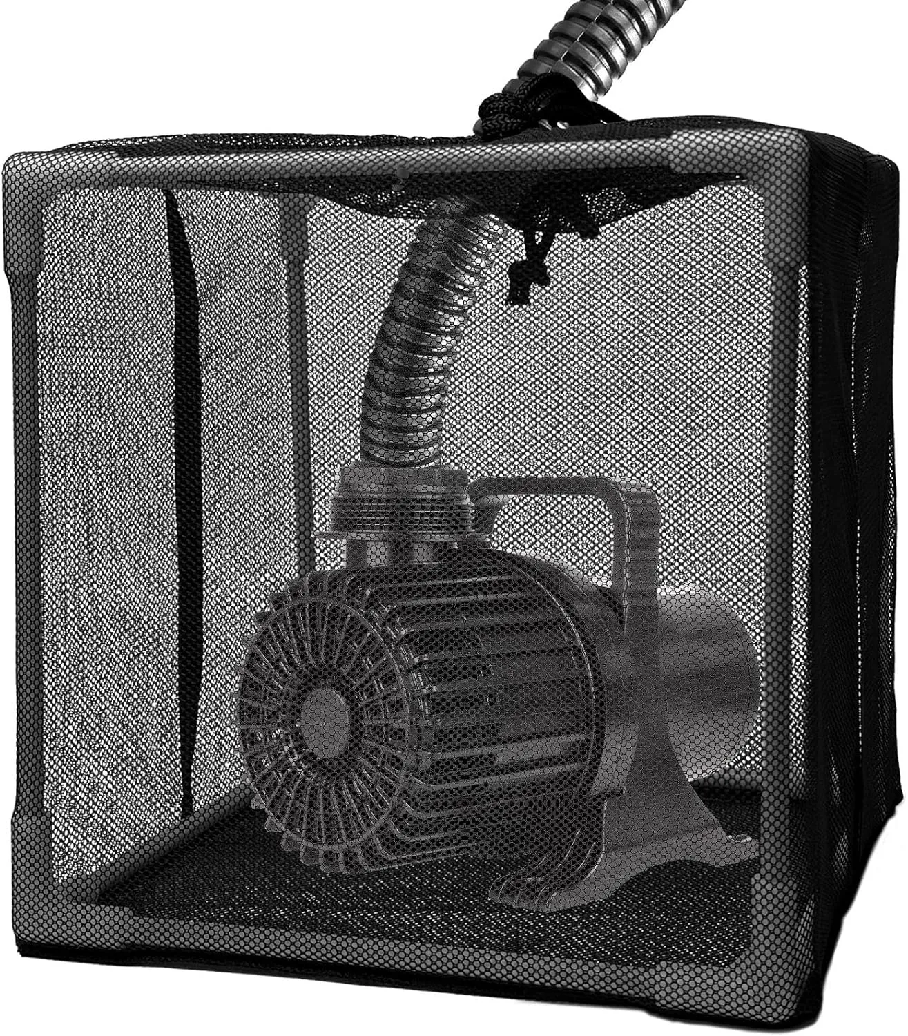 Pond Pump Filter Bag, 10 Inch Anti-Clogging Pump Barrier Mesh Filter Box with Sturdy Stand Cube Mounting Bracket for Waterfall, Swimming Pool