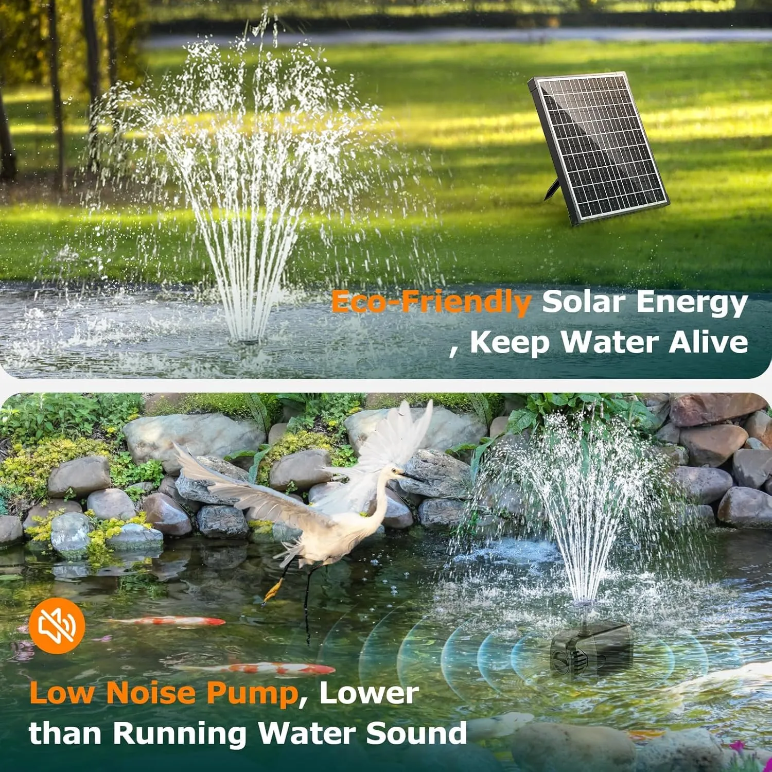 POPOSOAP Solar Fountain Pump, 20W Solar Powered Water Pump 320GPH Flow Adjustable, Solar Pond Pump with 4 Spray Patterns for Garden, Ponds, Fish Tank, Waterfall