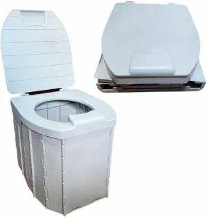 Portable Camping Bedpan, Camping High Toilet with Lid, Foldable Car RV Toilet, Suitable for Adults, Children, Elderly (Grizzle)