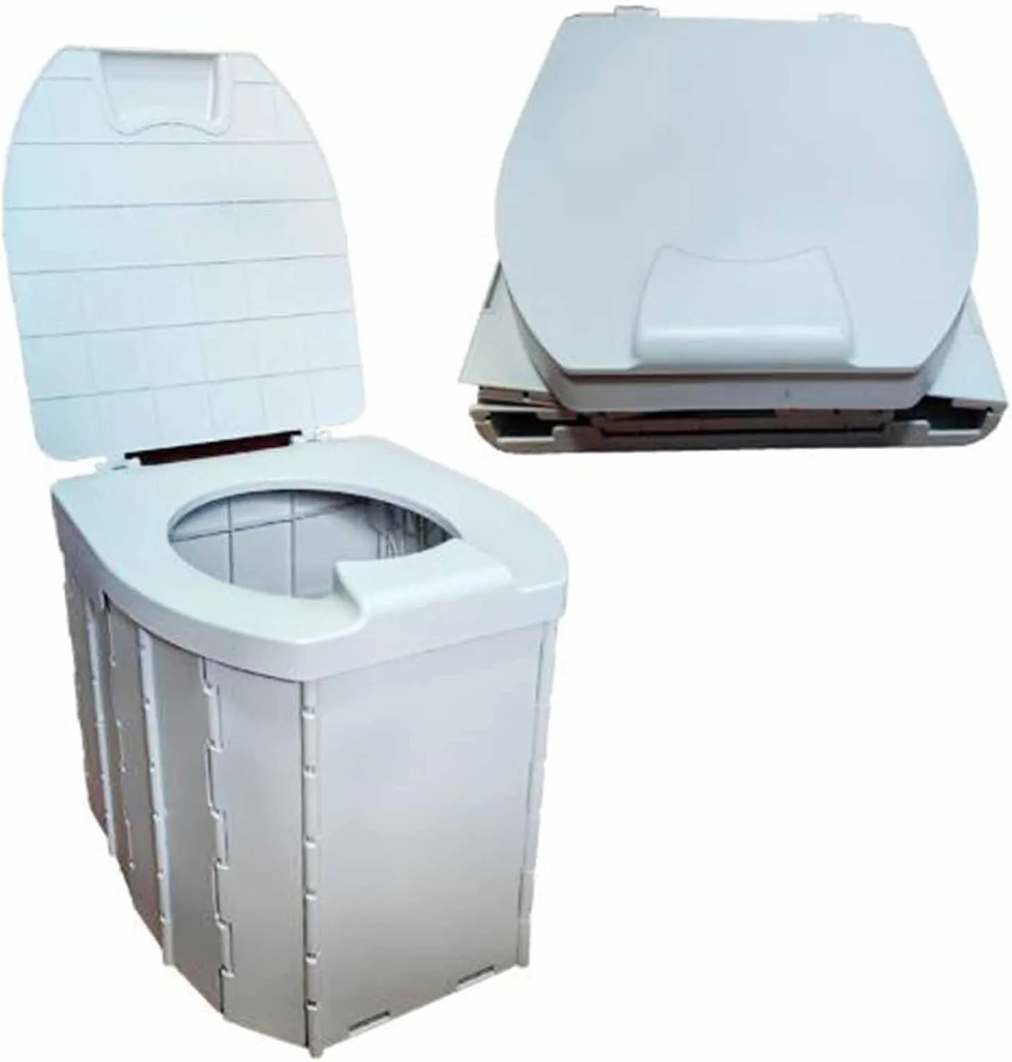 Portable Camping Bedpan, Camping High Toilet with Lid, Foldable Car RV Toilet, Suitable for Adults, Children, Elderly (Grizzle)