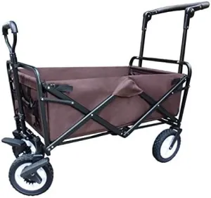 Portable Folding Garden Trolley Cart Heavy Duty Trolley Wagon Multi-Function Shopping Cart for Outdoor Camping Beach Pull Truck with 4 Wheels, Load:75Kg