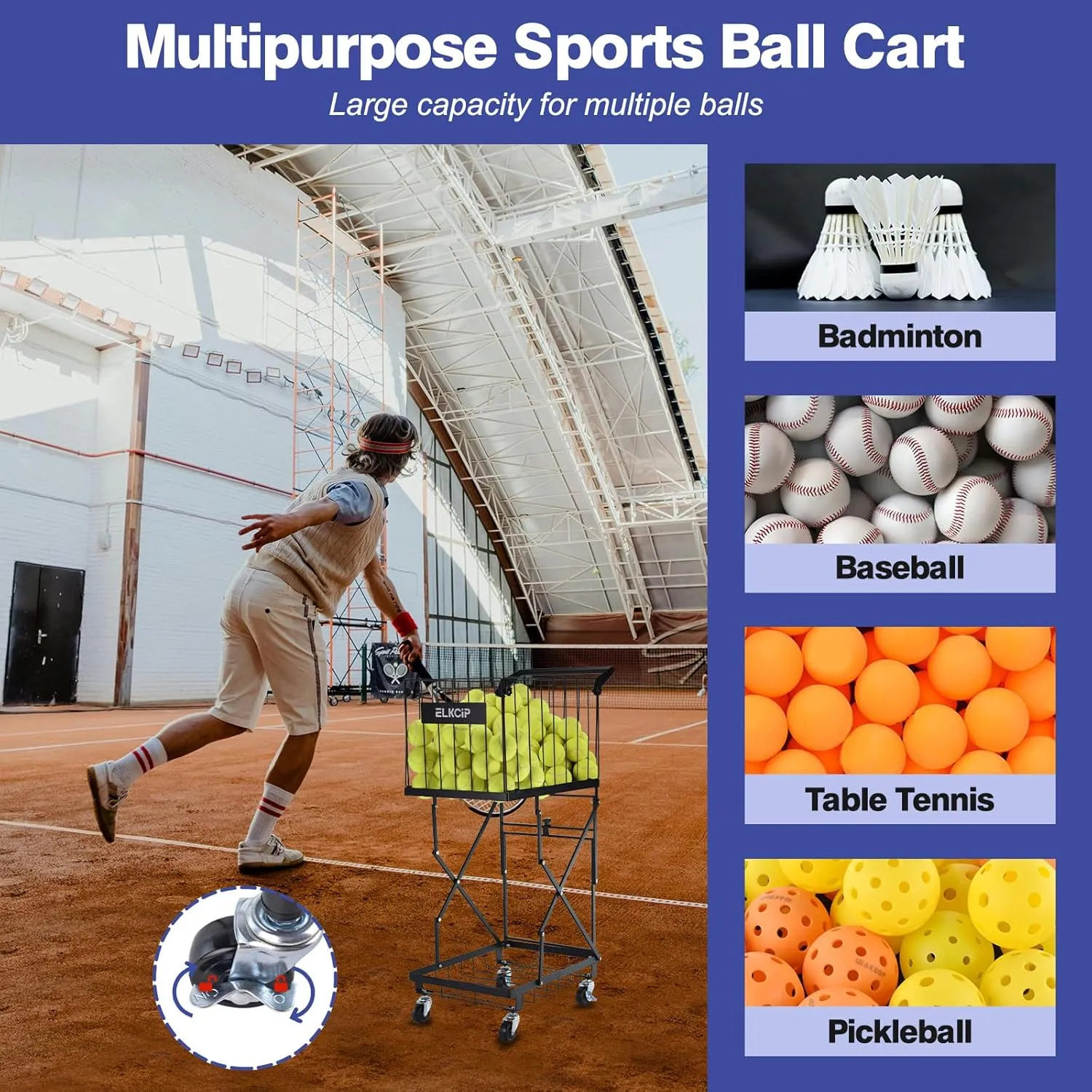 Portable Pickleball & Tennis Ball Collector - Pickleball Retriever Basket Carrier Gatherer Picker Hopper Container for Picking and Storage Training Tool for Ball