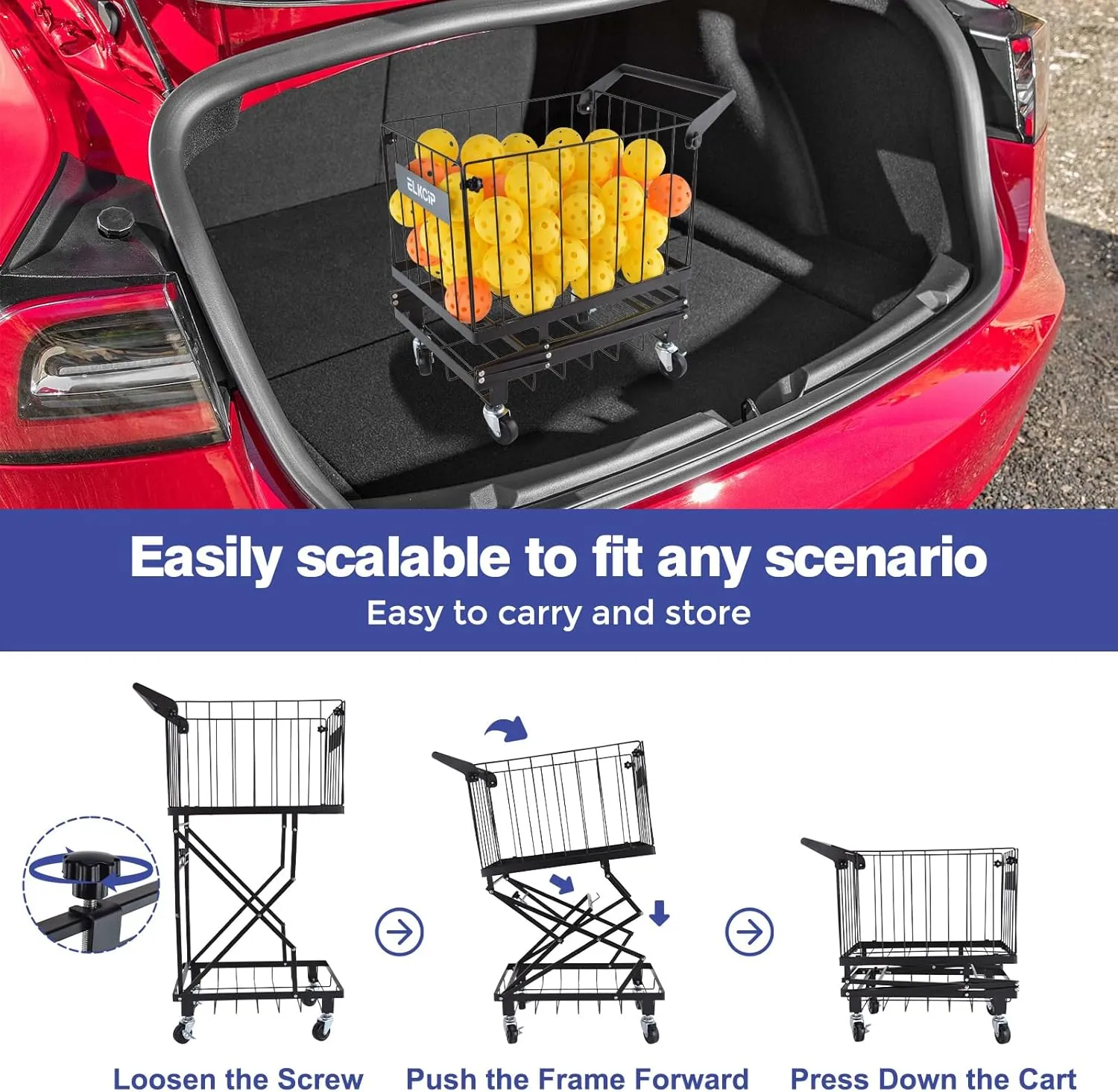 Portable Pickleball & Tennis Ball Collector - Pickleball Retriever Basket Carrier Gatherer Picker Hopper Container for Picking and Storage Training Tool for Ball