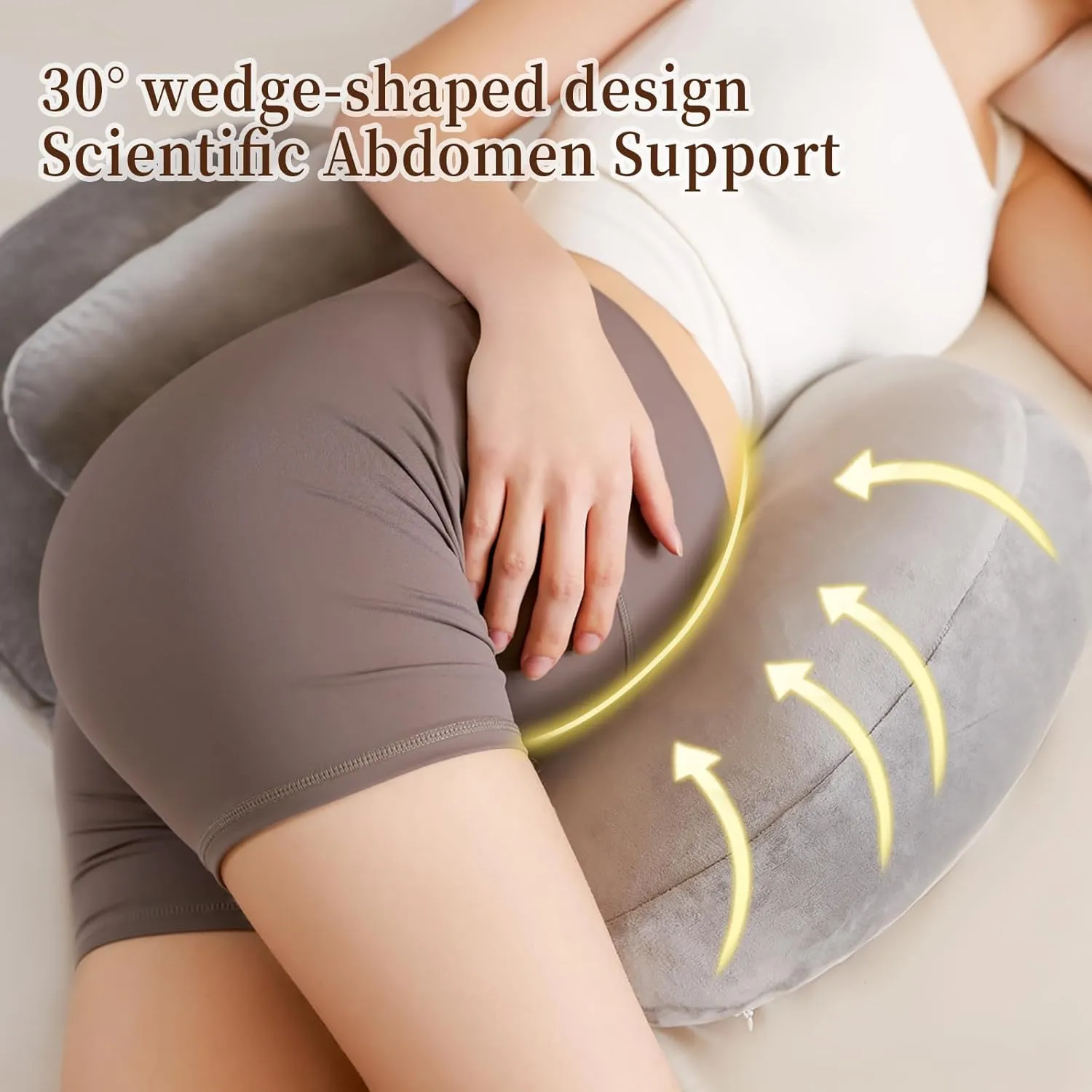 Portable Pregnancy Pillow for Sleeping, Plus W Shaped Soft Maternity Pillow for Pregnant Women,Pregnancy Wedge Support for Back, Belly, Adjustable Body Pillow for Side Sleeper, Grey