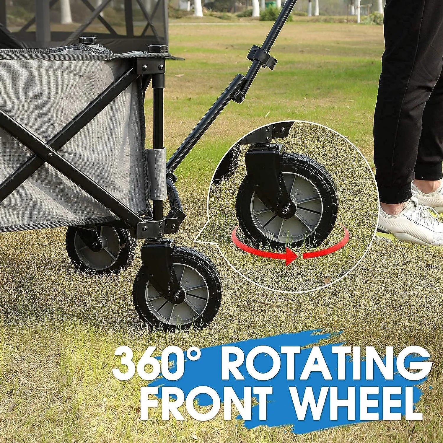 PORTAL Collapsible Folding Wagon Cart Heavy Duty Foldable Grocery Cart for Outdoor Utility Garden Cart Shopping Camping Cart with Wheels