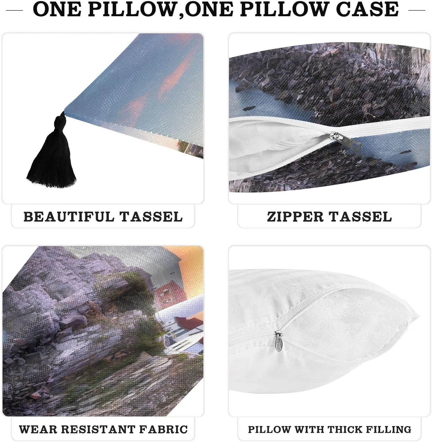 Portland, Maine, USA at Portland Head Light in The Morning One Side Linen-Like Pillow Case Sham Cushion Case Cover with Core, Soft Bed Pillow Case Throw Pillowcase with Core 20x20 inches