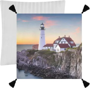 Portland, Maine, USA at Portland Head Light in The Morning One Side Linen-Like Pillow Case Sham Cushion Case Cover with Core, Soft Bed Pillow Case Throw Pillowcase with Core 20x20 inches