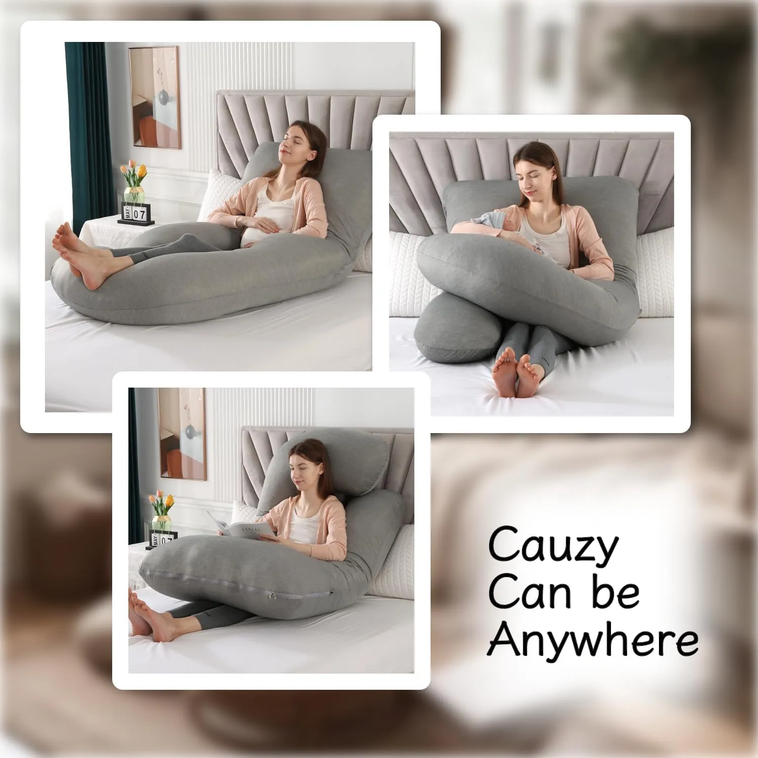 Pregnancy Pillow, Full Body Maternity Pillow 57 inch, with Removable Washable Cover - Sleep Support for Legs, Back, Neck, Shoulder, HIPS, Belly for Pregnent Women (Cooling Cover)
