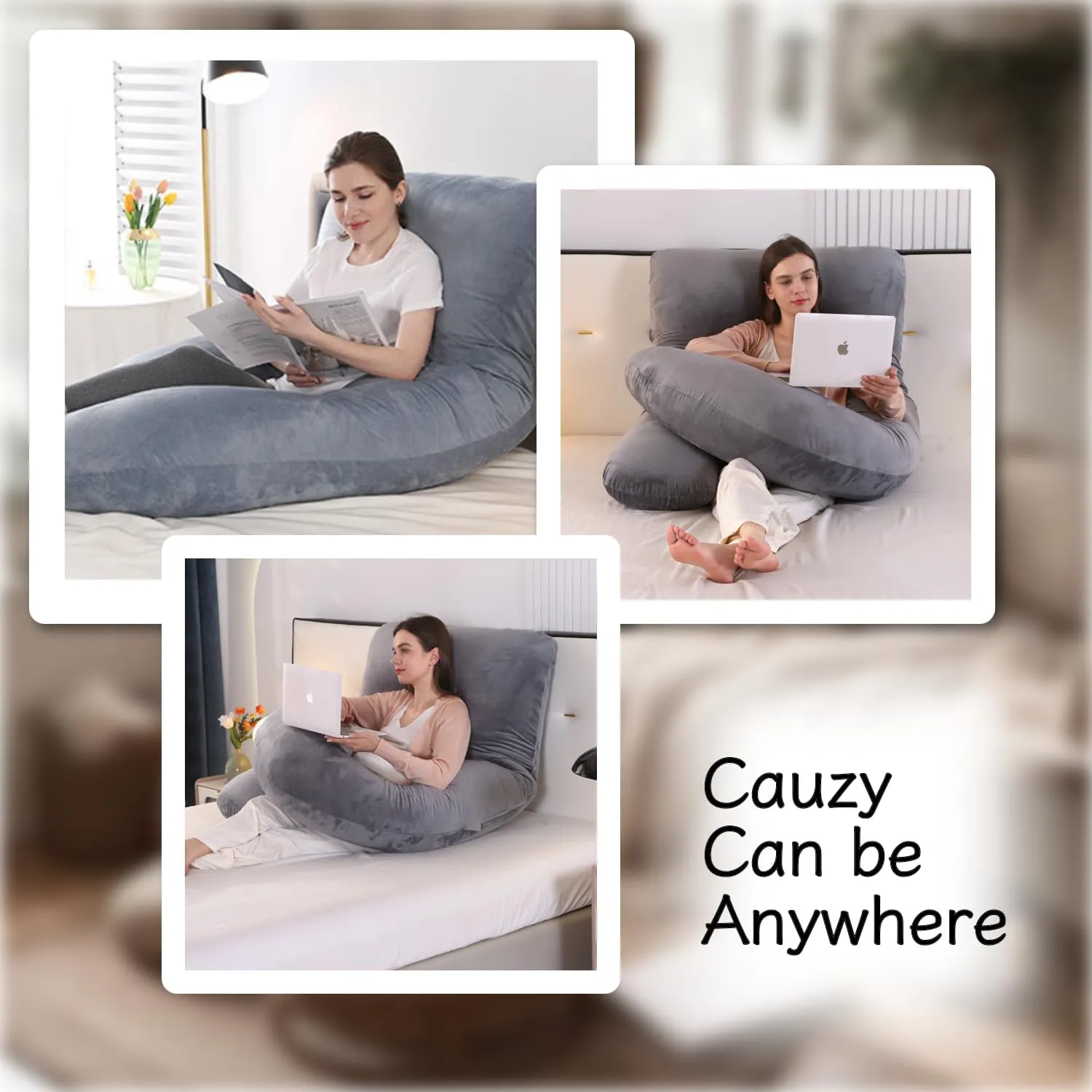 Pregnancy Pillow, Full Body Maternity Pillow 57 inch, with Removable Washable Cover - Sleep Support for Legs, Back, Neck, Shoulder, HIPS, Belly for Pregnent Women, Velvet Cover(Dark Grey)