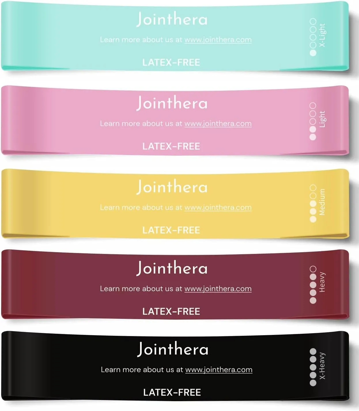 Premium Latex Free Resistance Bands for Working Out - Set of 5   Carrying Bag | Non Latex Mini Loop Workout Bands Resistance for Women and Men | Physical Therapy, Legs Exercise and Pilates
