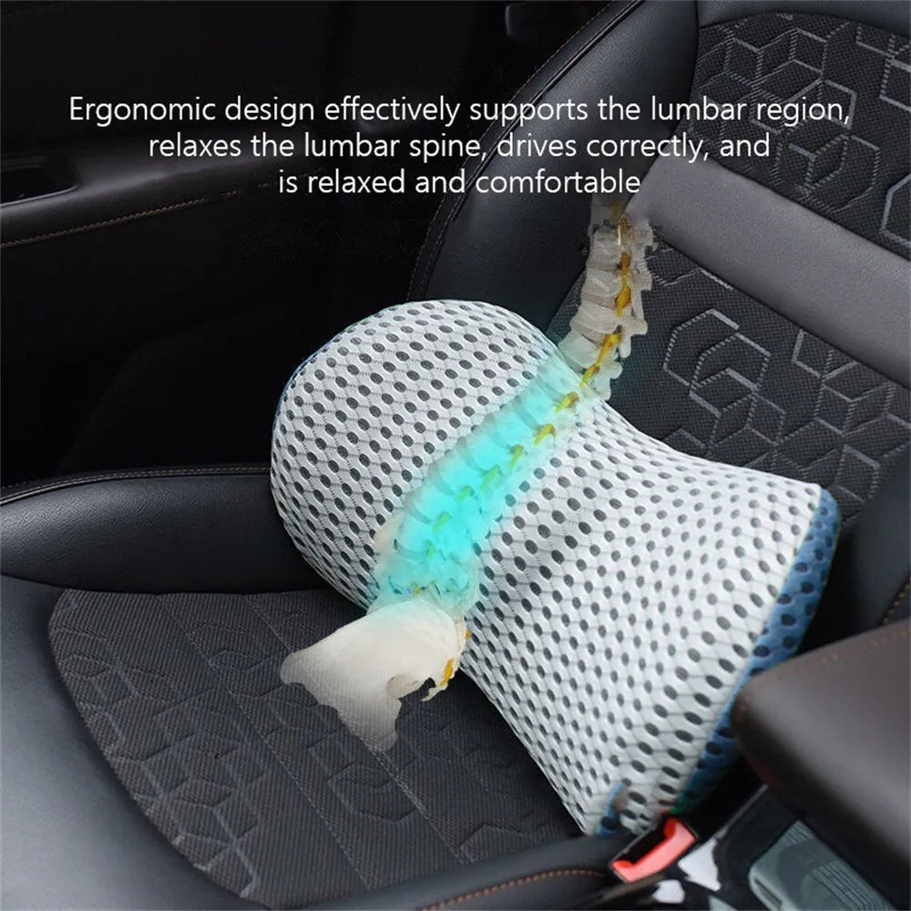 Premium Lumbar Support Pillow – Memory Foam Back Cushion for Car Seat & Office Chair – Ergonomic Waist Pillow for Lower Back Pain Relief, Breathable Removable Cover