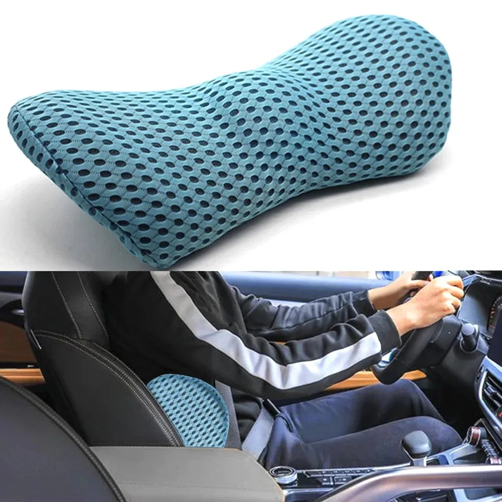 Premium Lumbar Support Pillow – Memory Foam Back Cushion for Car Seat & Office Chair – Ergonomic Waist Pillow for Lower Back Pain Relief, Breathable Removable Cover