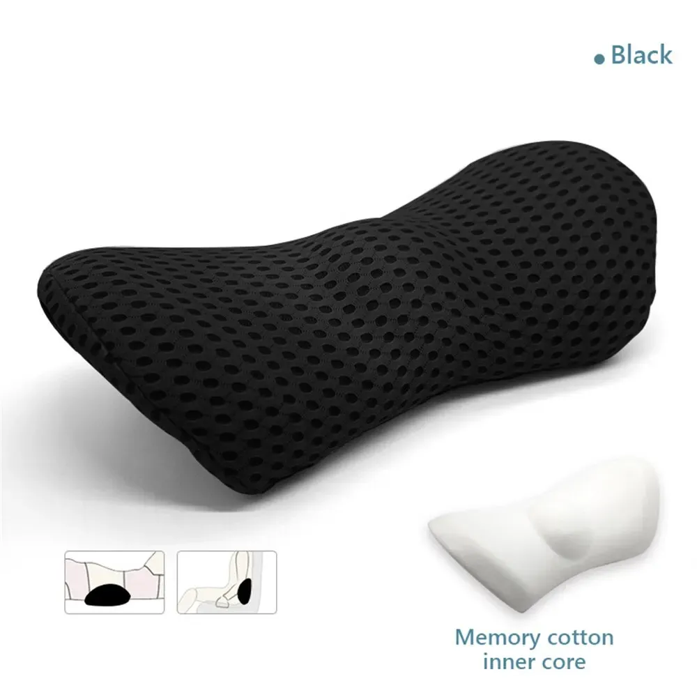 Premium Lumbar Support Pillow – Memory Foam Back Cushion for Car Seat & Office Chair – Ergonomic Waist Pillow for Lower Back Pain Relief, Breathable Removable Cover