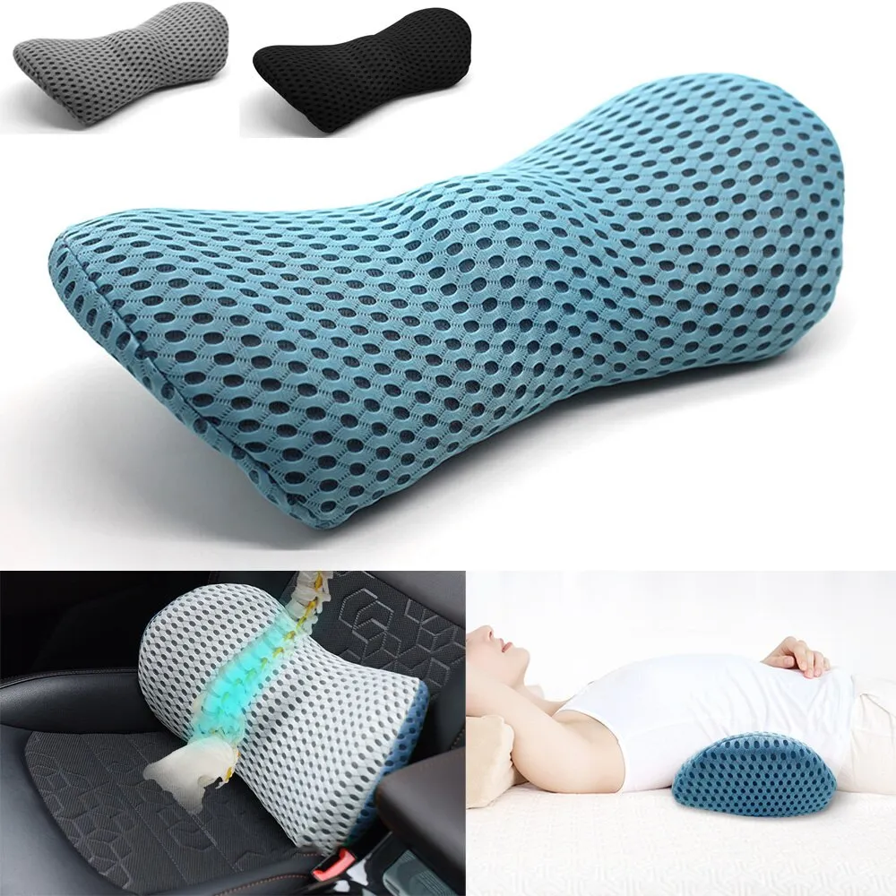 Premium Lumbar Support Pillow – Memory Foam Back Cushion for Car Seat & Office Chair – Ergonomic Waist Pillow for Lower Back Pain Relief, Breathable Removable Cover