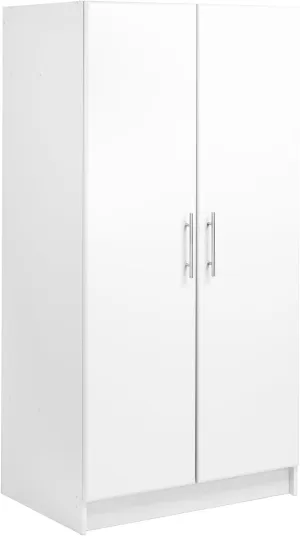 Prepac Armoir, Elite 32"W x 65"H x 24.5"D White Wardrobe Closet & Cabinet - Functional Clothes Storage with Hanging Rail, Armoire Wardrobe