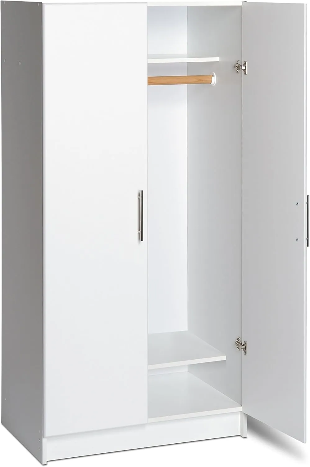 Prepac Armoir, Elite 32"W x 65"H x 24.5"D White Wardrobe Closet & Cabinet - Functional Clothes Storage with Hanging Rail, Armoire Wardrobe