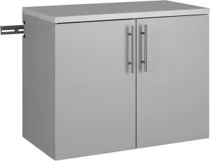 Prepac HangUps 2-Door Wall Mounted Garage Base Storage Cabinet, Work Table Storage Organizer Cabinet, 30" W x 24" H x 16" D, Light Gray