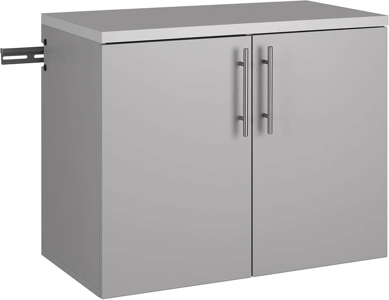 Prepac HangUps 2-Door Wall Mounted Garage Base Storage Cabinet, Work Table Storage Organizer Cabinet, 30" W x 24" H x 16" D, Light Gray