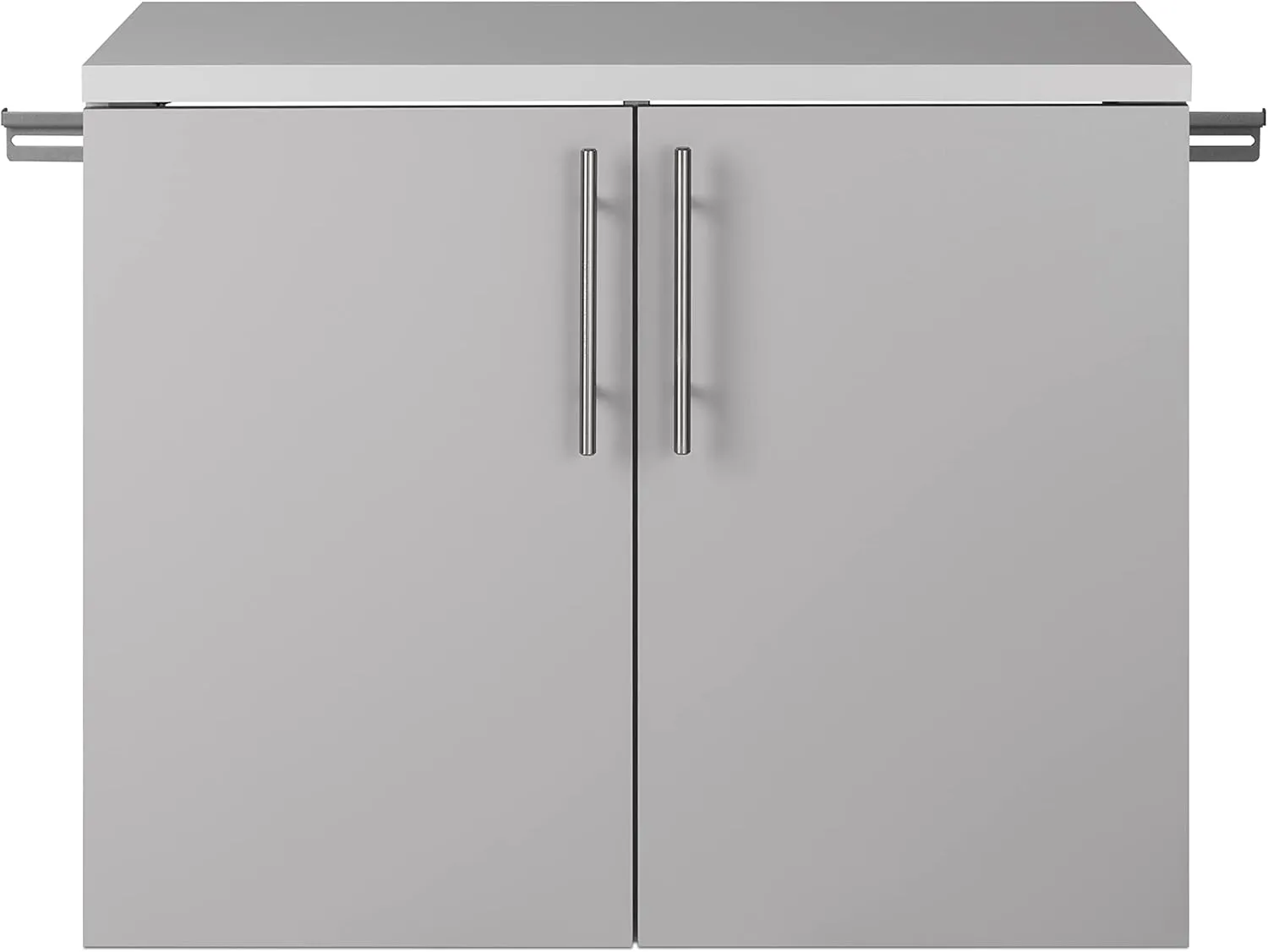 Prepac HangUps 2-Door Wall Mounted Garage Base Storage Cabinet, Work Table Storage Organizer Cabinet, 30" W x 24" H x 16" D, Light Gray