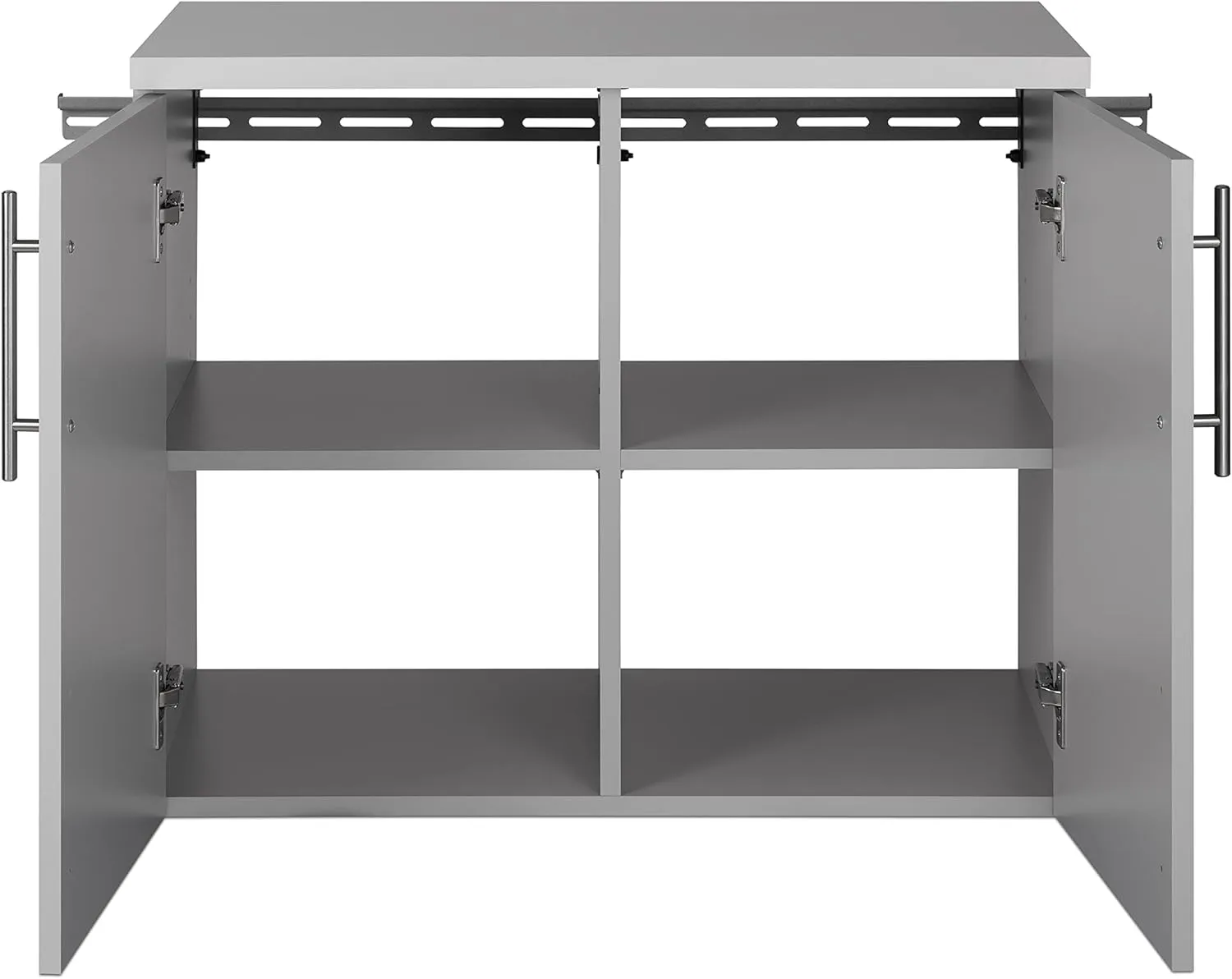 Prepac HangUps 2-Door Wall Mounted Garage Base Storage Cabinet, Work Table Storage Organizer Cabinet, 30" W x 24" H x 16" D, Light Gray