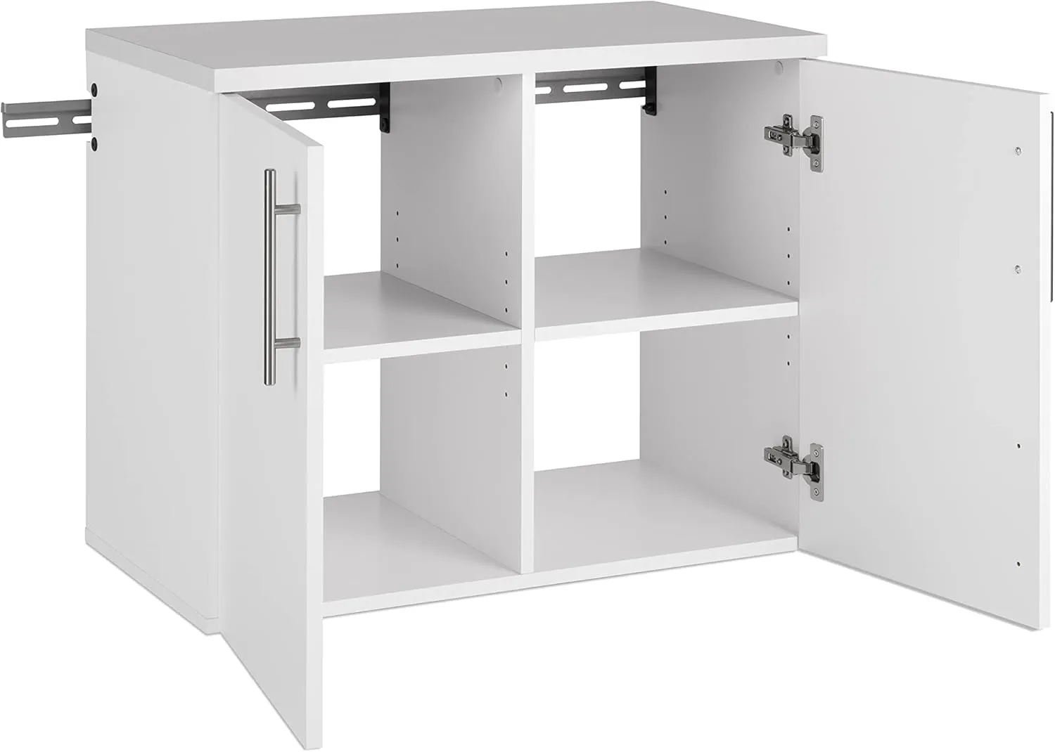Prepac HangUps 2-Door Wall Mounted Garage Base Storage Cabinet, Work Table Storage Organizer Cabinet, 30" W x 24" H x 16" D, White