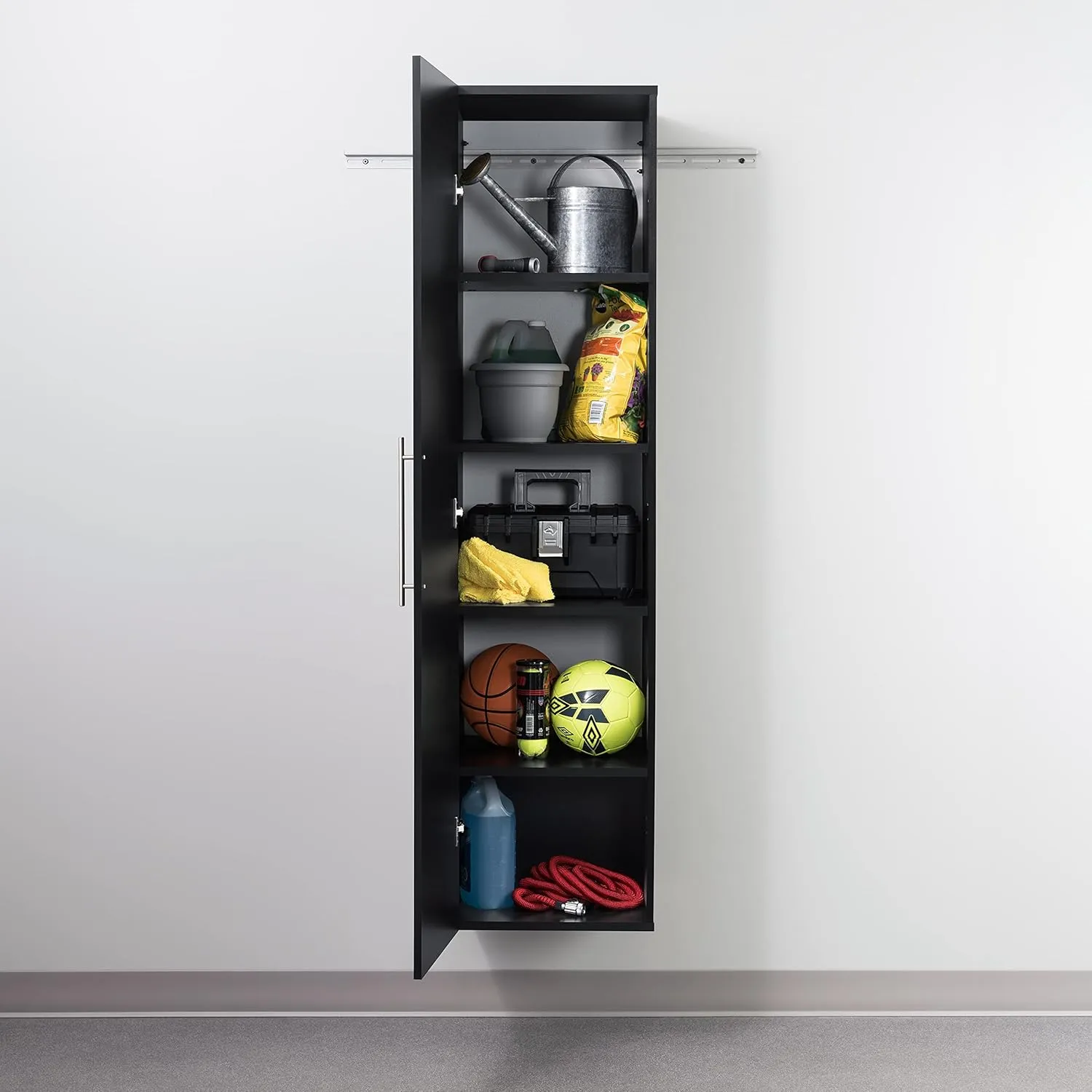 Prepac HangUps Narrow Wall Mounted Garage Storage Cabinet, Tall Storage Organizer Cabinet, 15" W x 72" H x 16" D, Black