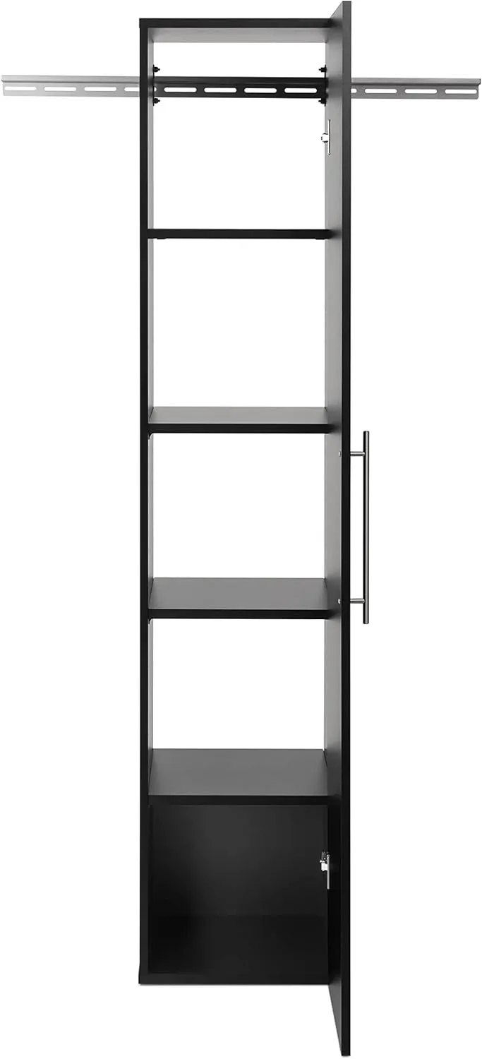 Prepac HangUps Narrow Wall Mounted Garage Storage Cabinet, Tall Storage Organizer Cabinet, 15" W x 72" H x 16" D, Black