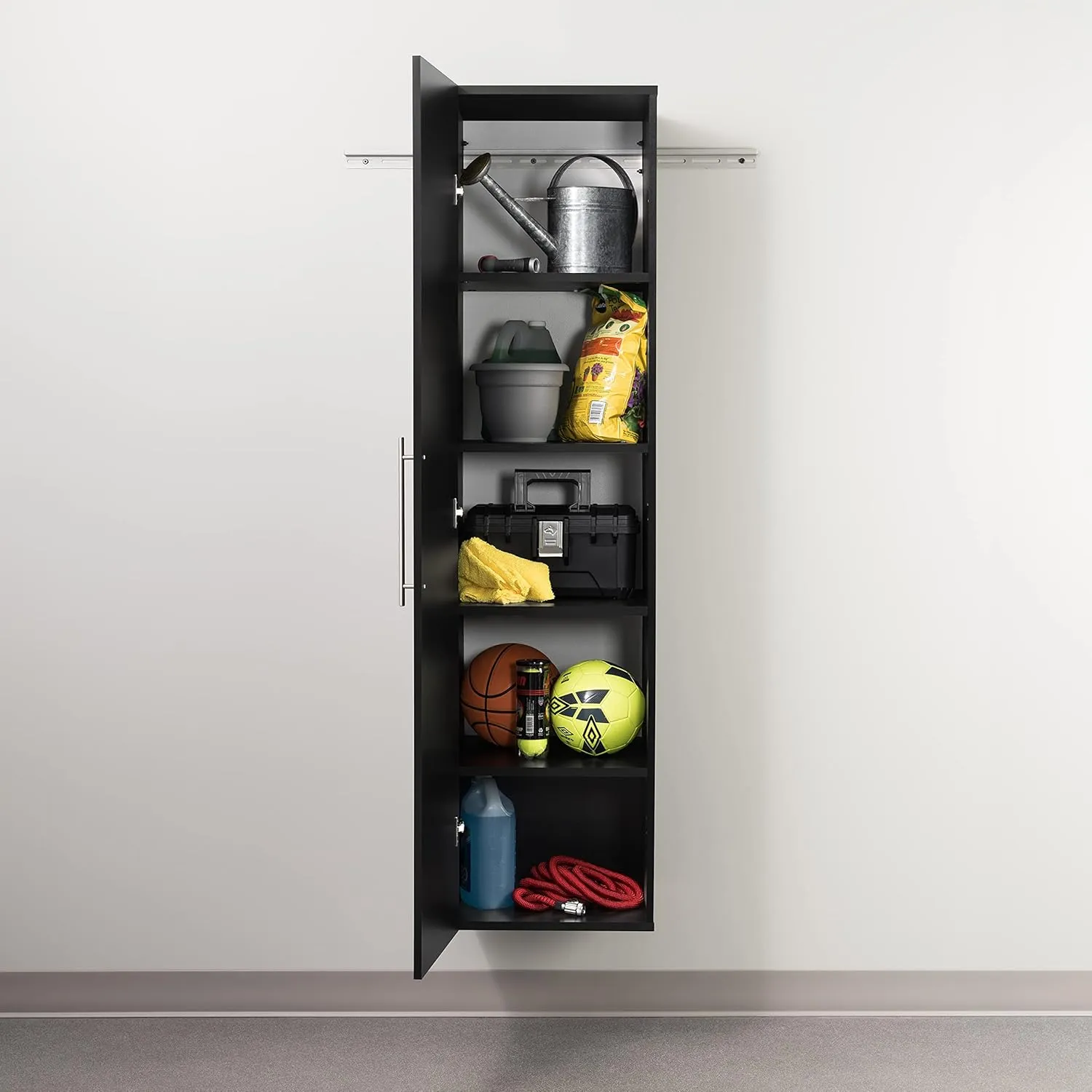 Prepac HangUps Narrow Wall Mounted Garage Storage Cabinet, Tall Storage Organizer Cabinet, 18" W x 72" H x 20" D, Black