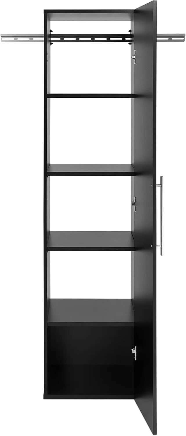 Prepac HangUps Narrow Wall Mounted Garage Storage Cabinet, Tall Storage Organizer Cabinet, 18" W x 72" H x 20" D, Black