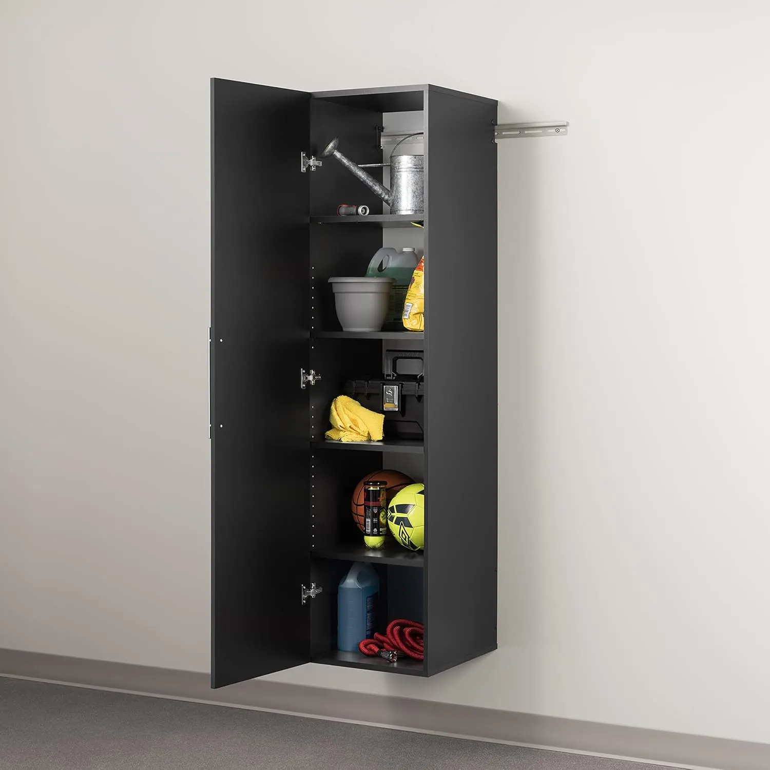 Prepac HangUps Narrow Wall Mounted Garage Storage Cabinet, Tall Storage Organizer Cabinet, 18" W x 72" H x 20" D, Black