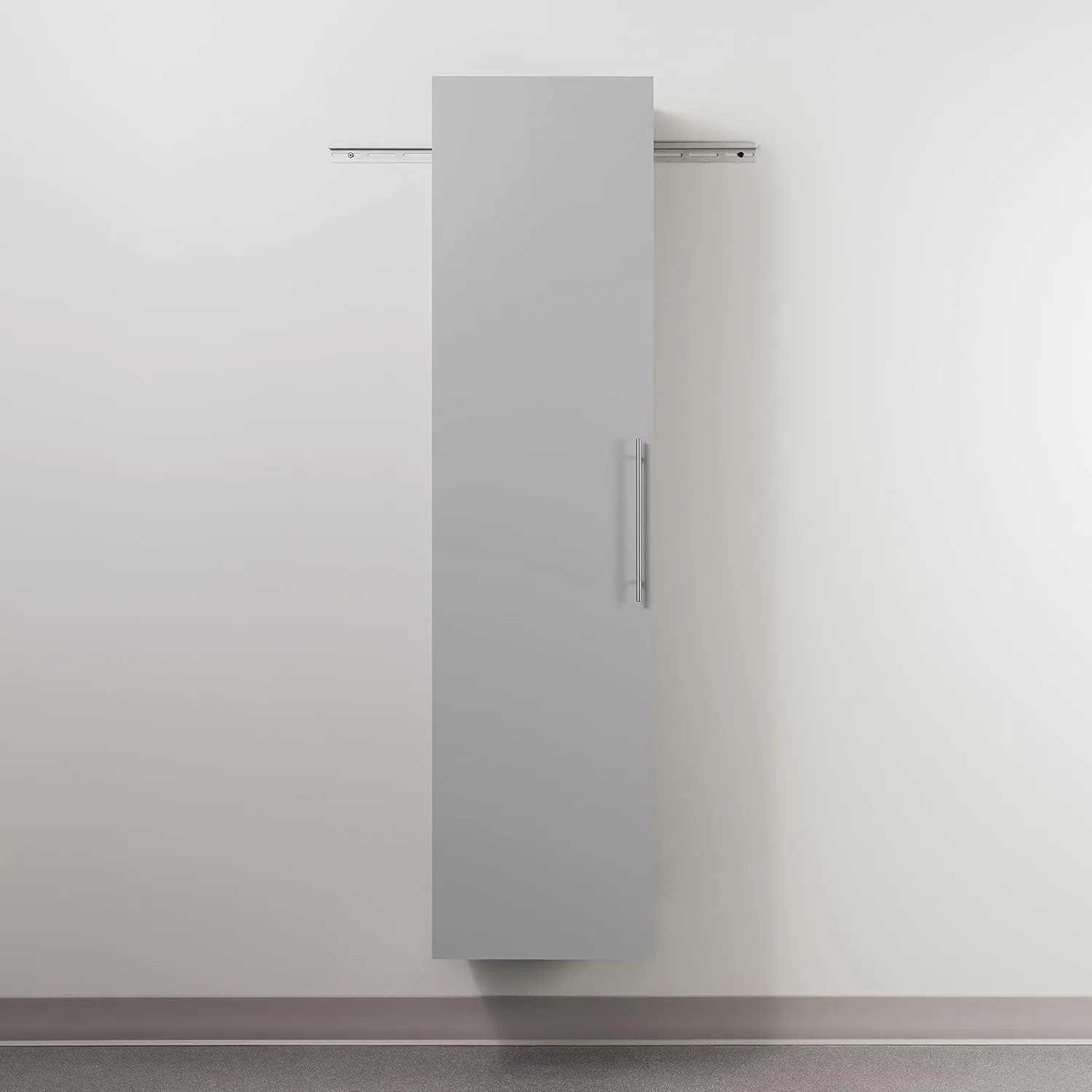 Prepac HangUps Narrow Wall Mounted Garage Storage Cabinet, Tall Storage Organizer Cabinet, 18" W x 72" H x 20" D, Light Gray