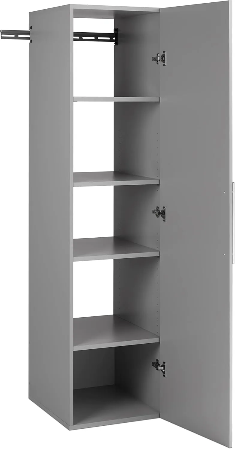 Prepac HangUps Narrow Wall Mounted Garage Storage Cabinet, Tall Storage Organizer Cabinet, 18" W x 72" H x 20" D, Light Gray