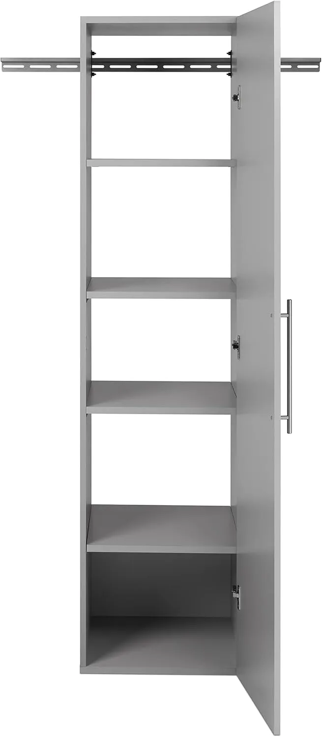 Prepac HangUps Narrow Wall Mounted Garage Storage Cabinet, Tall Storage Organizer Cabinet, 18" W x 72" H x 20" D, Light Gray