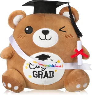 Preschool Graduation Plush 9.84 Inch Graduation Stuffed Animal with Cap Diploma Sash Kindergarten Plushie Pillow Toy Congratulations Grad Gifts for Boys Girls Kids(Bear)