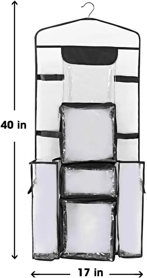 Primode Wrapping Paper Storage Hanging Over The Door Wrapping Paper Organizer Store Gift Wrap Gift Bags Ribbon Bows and Accessories 40”x17” Fits Long 40 Inch Rolls Double Sided Bag (Black Seam)
