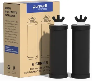 Purewell PF-3 Black 3-Stage Composite Purification Elements, Replacement Filters for ProOne® and Berkey® Filters, ProOne® or Berkey® Big  Water Filter System and Purewell System (2 Pack, K Series)