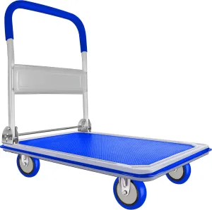 Push Cart Dolly by Wellmax, Moving Platform Hand Truck, Foldable for Easy Storage and 360 Degree Swivel Wheels with 660lb Weight Capacity, Blue Color