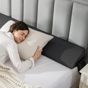 Queen Bed Wedge Pillow Headboard (60"x10"x6"), Bed Mattress Gap Filler Close The Gap (0-6 in) with Side Pocket