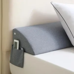 Queen Bed Wedge Pillow Headboard, Bed Mattress Gap Filler (0-8") with Side Button Pocket, 60"x10"x10"