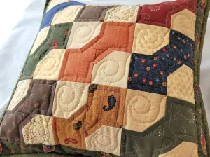 Quilted Bowtie Patchwork Pillow, Rustic 16 inch Pillow Cover