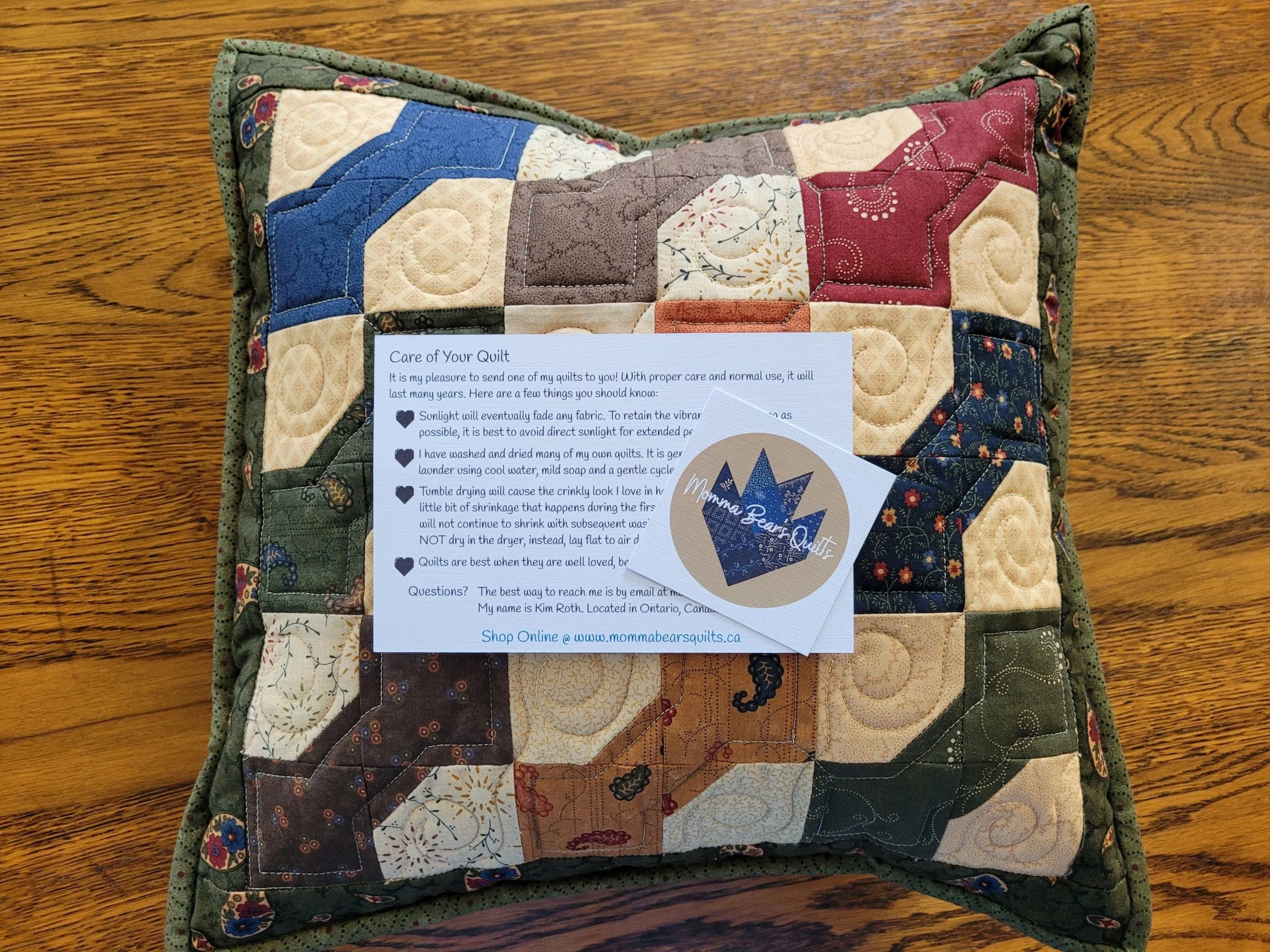 Quilted Bowtie Patchwork Pillow, Rustic 16 inch Pillow Cover