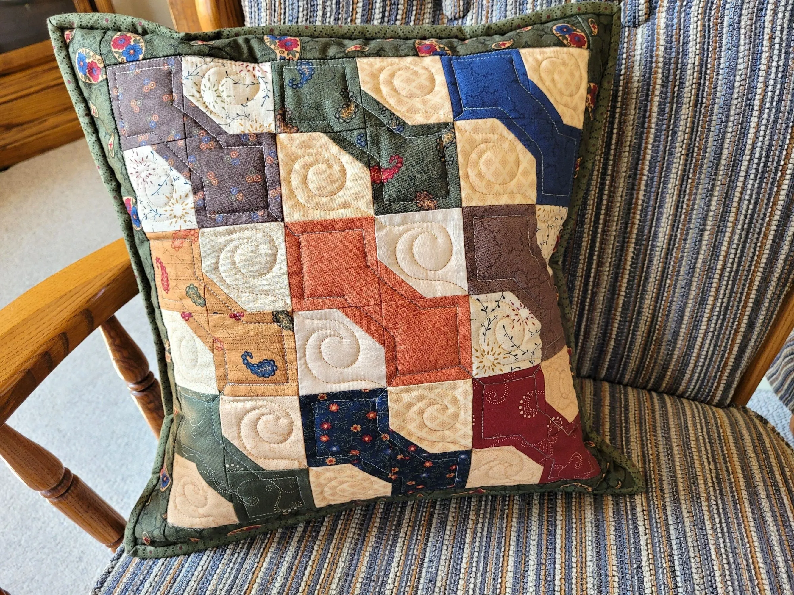 Quilted Bowtie Patchwork Pillow, Rustic 16 inch Pillow Cover
