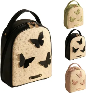 Raidley Butterfly Cosmetic Bag – Spacious & Travel-Friendly, Makeup Bag with Compartments, Women's Shoulder Handbag Cute Mini Backpack for Women (Black)
