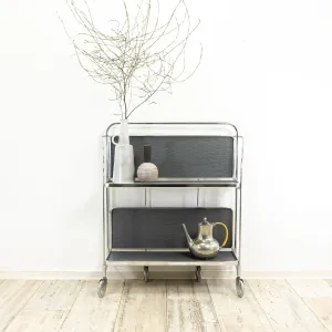 Rare 1970s FOLDING BAR CART 'Dinett' by Bremshey Westgermany, gray slate look