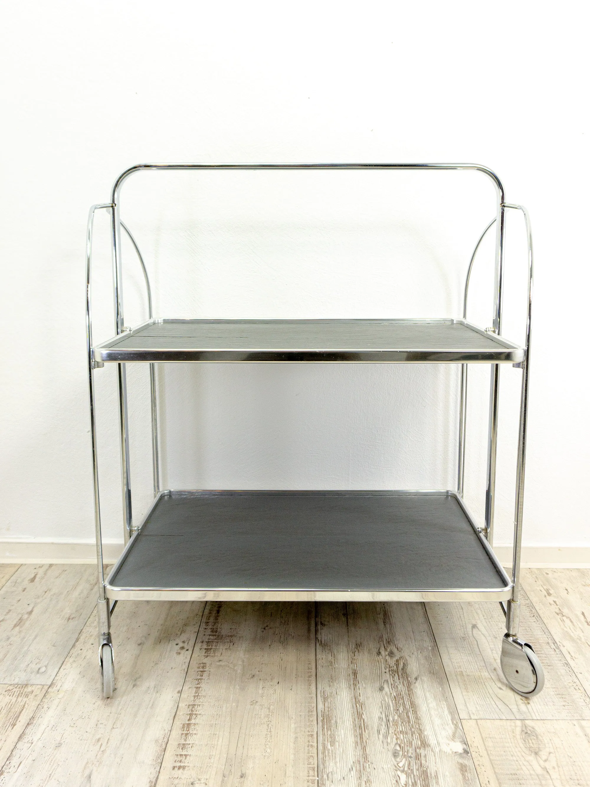 Rare 1970s FOLDING BAR CART 'Dinett' by Bremshey Westgermany, gray slate look