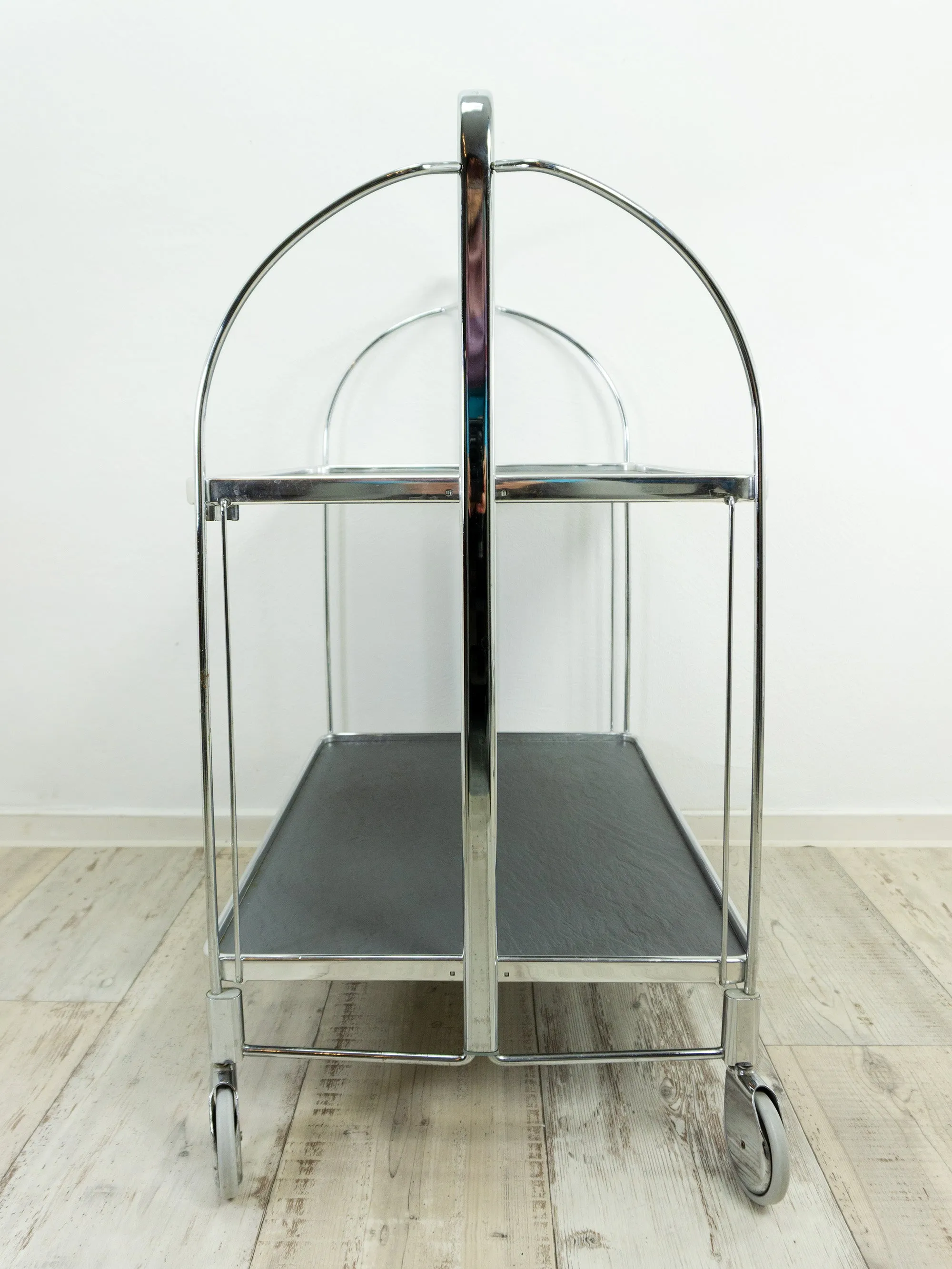 Rare 1970s FOLDING BAR CART 'Dinett' by Bremshey Westgermany, gray slate look