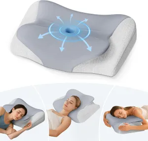 RCHYFEED Cervical Neck Pillow Memory Foam Pillows for Neck Shoulder Pain Relief,Contour Pillow Ergonomic Orthopedic Bed Pillow for Side, Back & Stomach Sleepers with Breathable Pillowcase
