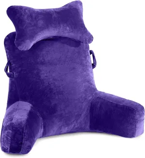 Reading Pillow-Extra Large 31" Bed Rest Pillow with Detachable Neck Roll & Arms for Sitting in Bed or Couch-Backrest Reading Pillow Adult Back Pillows for Reading/Watching TV/Gaming/Relaxing,Purple