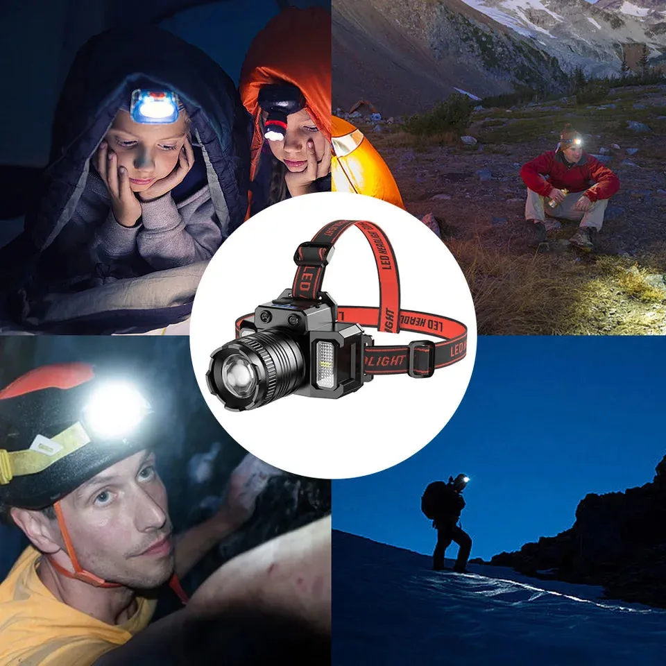 Rechargeable Headlamp Waterproof Headlight Motion Sensor LED Head Lamp 5 Mode for Outdoor Camping Running Hiking Fishing